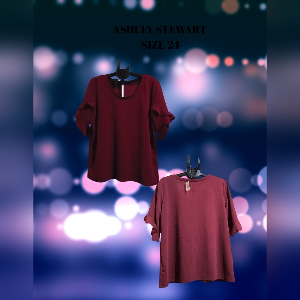 Ashley Stewart Red Boxy Blouse with Relaxed Fit
